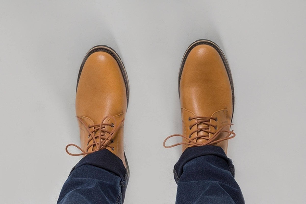 'Roger' vegan men's lace-up boots by Ahimsa - tan - Vegan Style