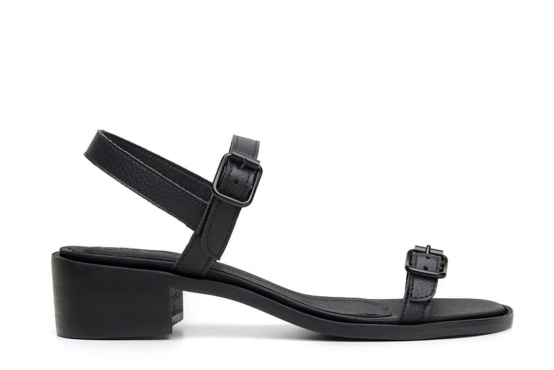 'Lucia' vegan low-heel sandal by Ahimsa - black