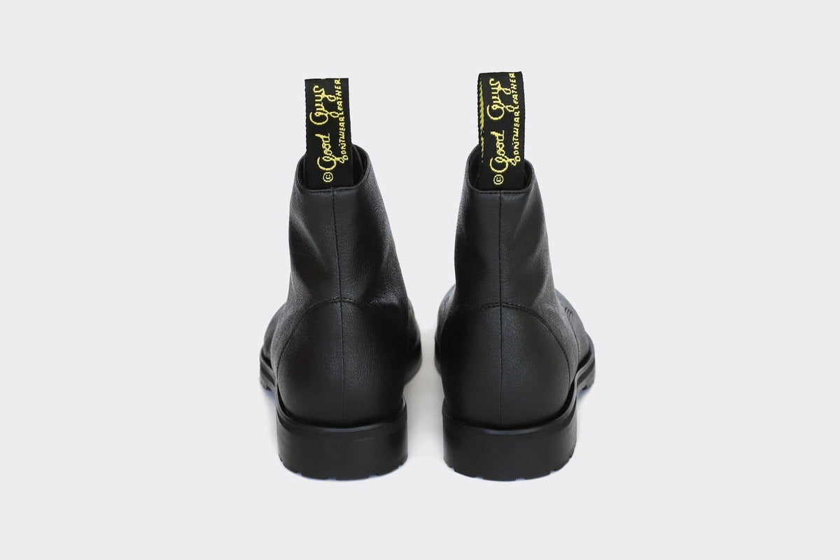 'Blaze' vegan 🍎 apple-leather ankle lace-up boot by Good Guys - black - Vegan Style