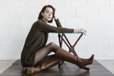 'Claudia' vegan-leather knee-high, high-heeled boot by Zette Shoes - camel