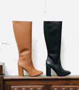 Claudia vegan heeled knee high boots