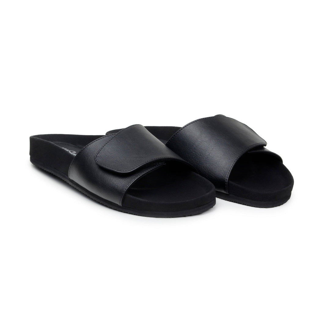 'René' unisex footbed sandal with vegan-leather upper by Zette Shoes - black