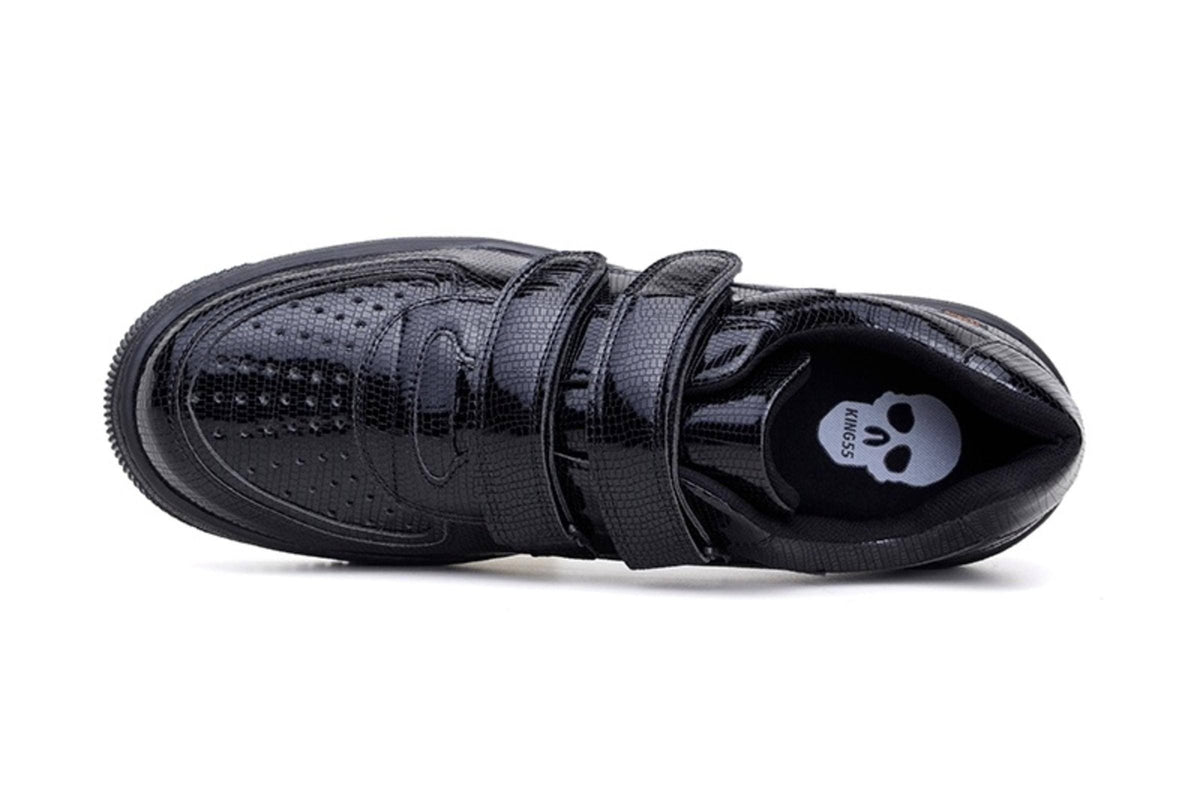 'Paramount' matte black vegan low-top sneaker with velcro straps by King55 - Vegan Style