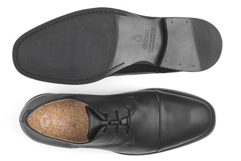 'Henry' Men's classic cap-toe shoe  by Ahimsa - black - Vegan Style