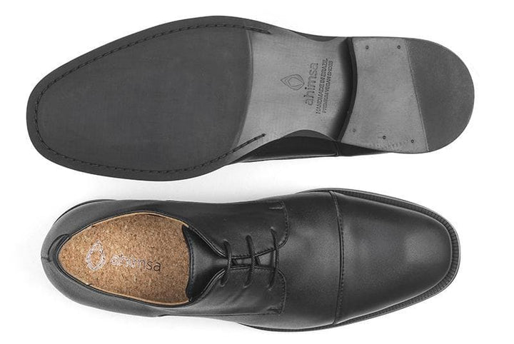 'Henry' Men's classic cap-toe shoe  by Ahimsa - black - Vegan Style