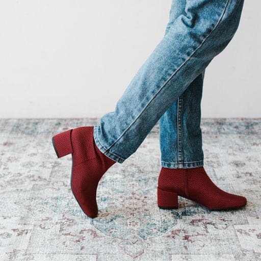 'Jacqui' vegan ankle boot by Zette Shoes - red textile