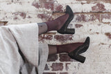 Tanya 2 vegan block heel pump shoes by Zette in tiger pattern.