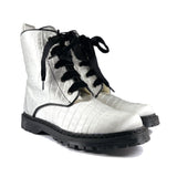 'Billie' vegan combat boot by Zette Shoes - white croc