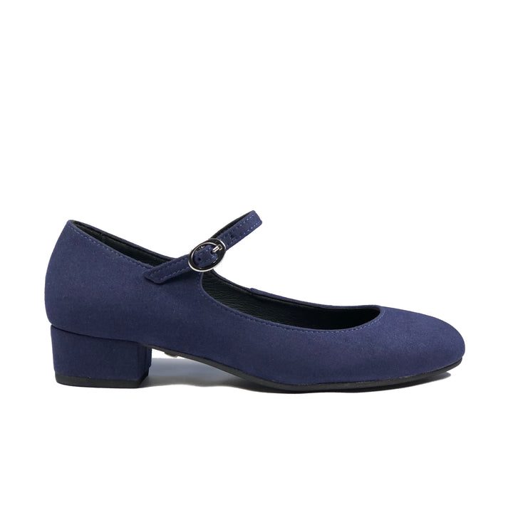 'Gracie' Mary-Jane Vegan Low-Heels by Zette Shoes - Navy Suede
