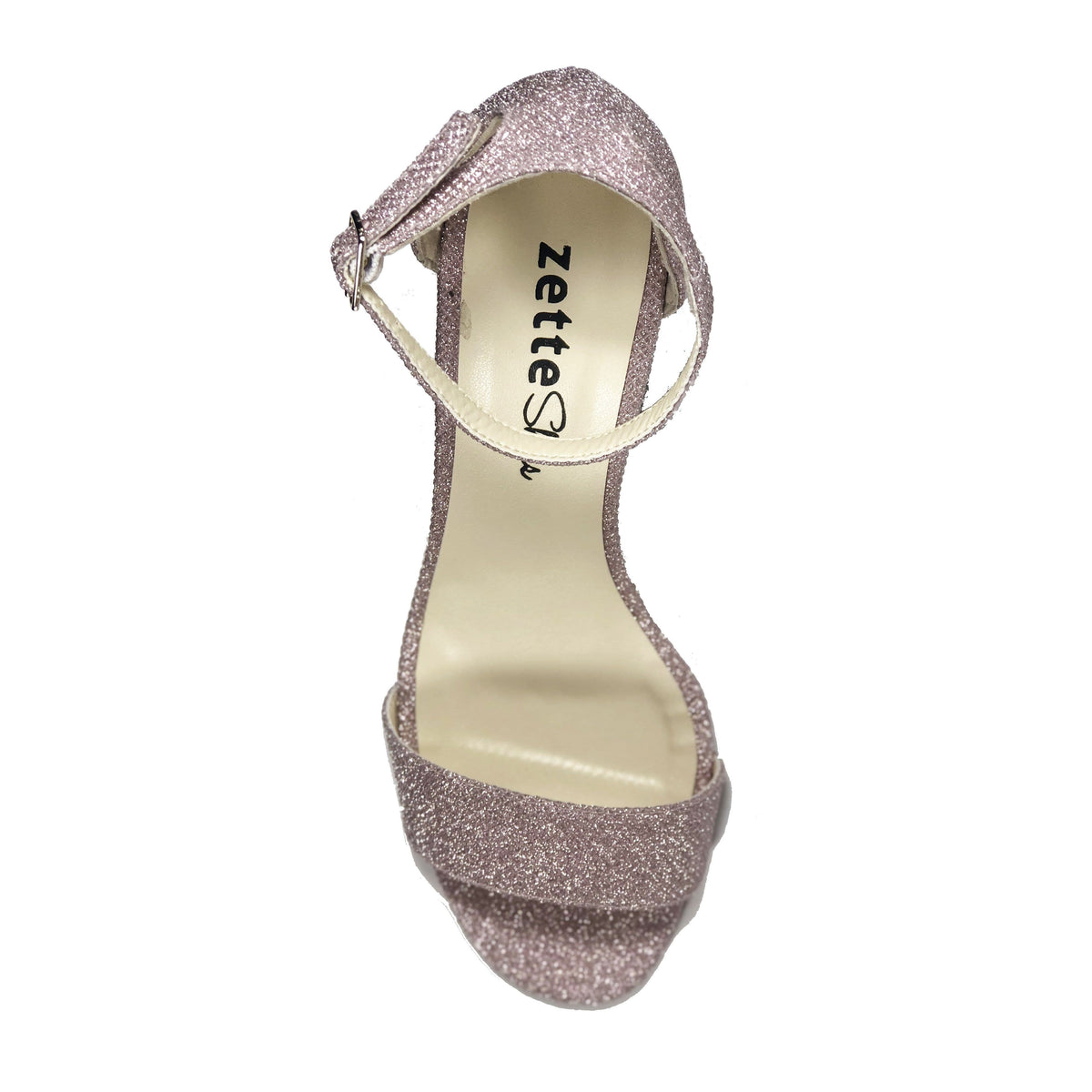 Tahlia'  vegan sandal-heel by Zette Shoes - pink champagne glitter - Vegan Style
