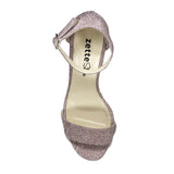 Tahlia'  vegan sandal-heel by Zette Shoes - pink champagne glitter - Vegan Style