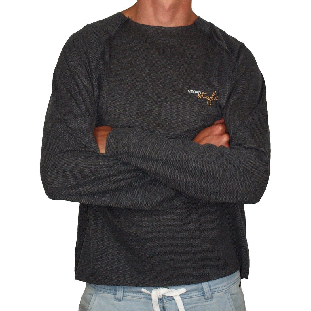 Vegan Style Men's long-sleeved t-shirt in grey - Vegan Style