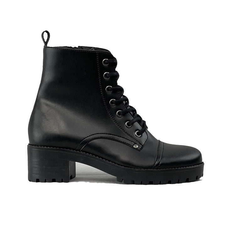 'Siobhan' vegan-leather lace-up boot for women by Zette Shoes - black